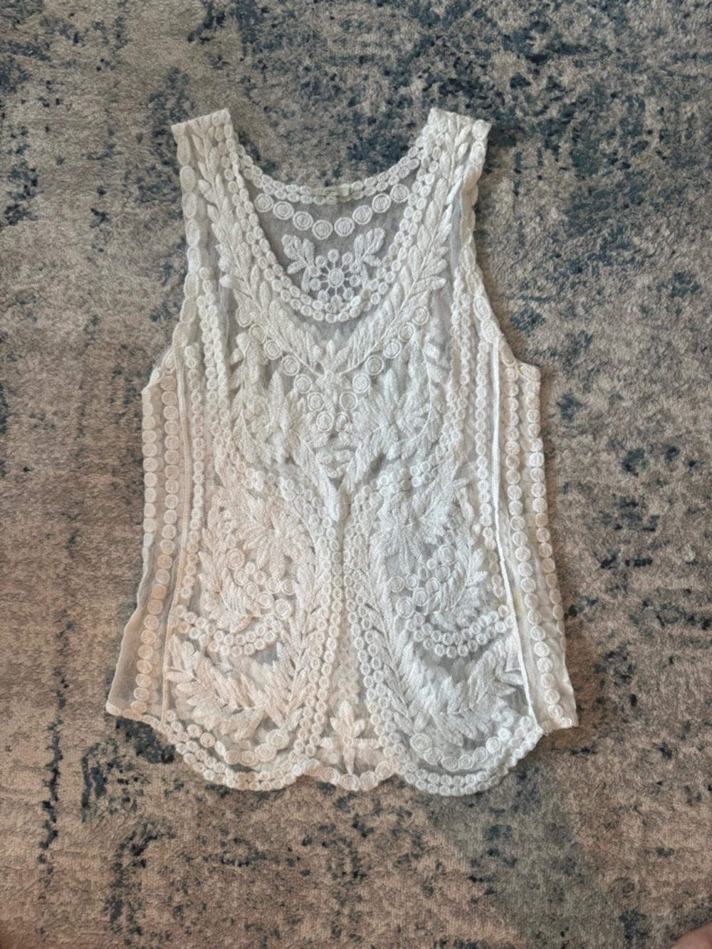 Women’s White Lace Sheer Tank Top - Elegant Sleeveless Top